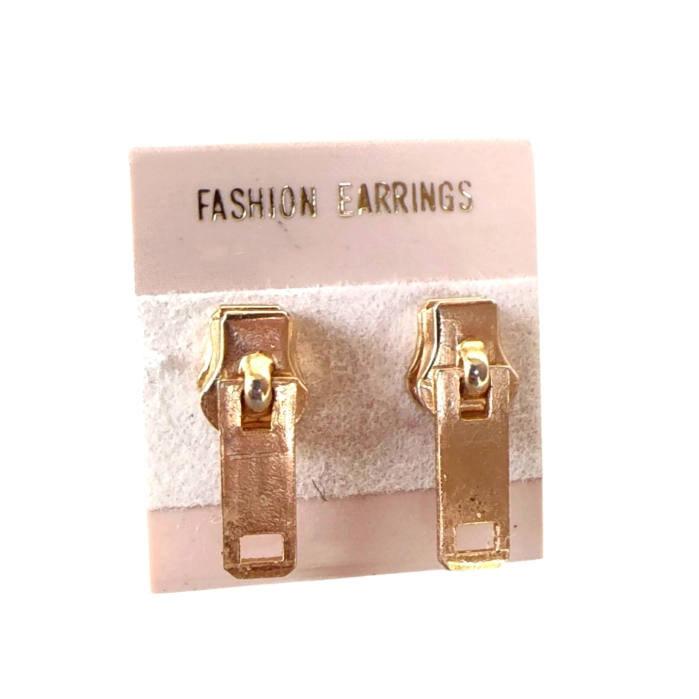 Vintage 80s Zipper Pull Earrings